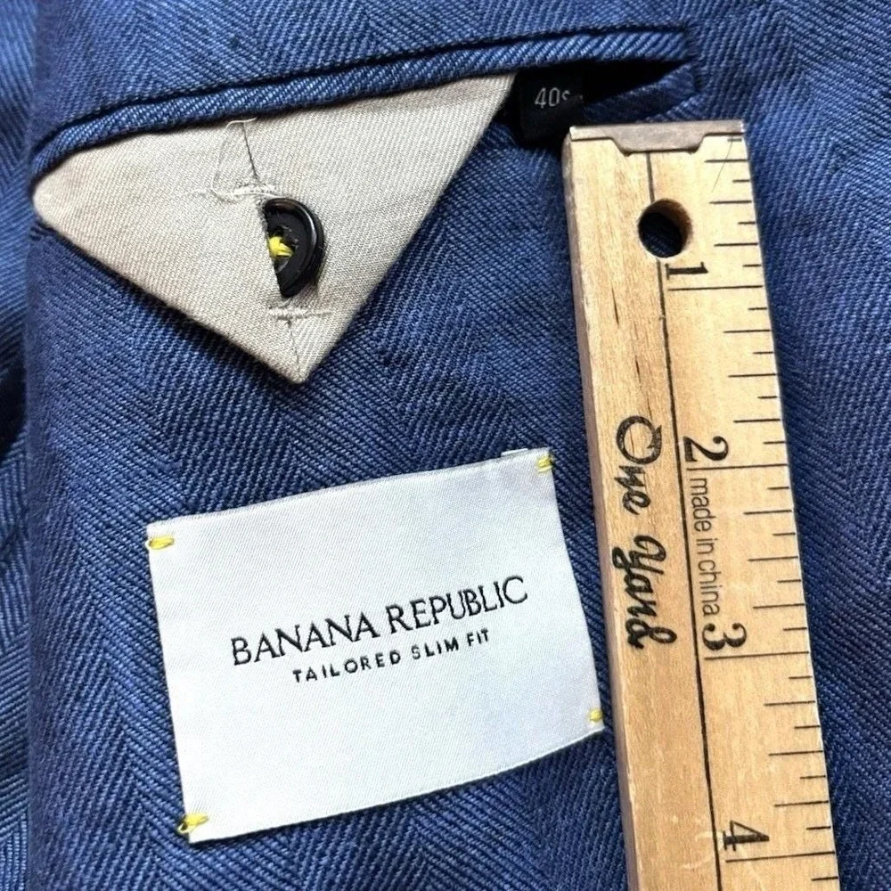 Banana Republic Navy Blue Linen-Blend Sport Coat